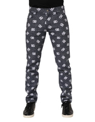 Dolce & Gabbana Dark Gray Logo Cotton Skinny Slim Denim Jeans