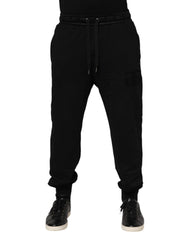 Dolce & Gabbana Black Cotton Drawstring Jogger Pants