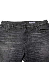 Dolce & Gabbana Gray Washed Cotton Loose Denim Jeans