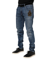 Dolce & Gabbana Blue Logo Embroidery Denim Jeans