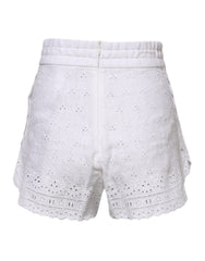 Dolce & Gabbana White Linen High Waisted Hot Pants Shorts