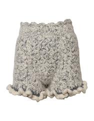 Dolce & Gabbana Metallic Bouclé Knit Cashmere Ruffled Shorts