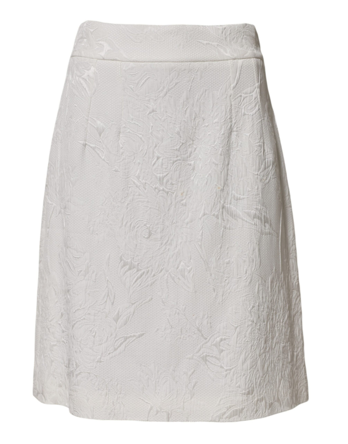 Dolce & Gabbana White Floral Brocade A-line High Waist Skirt