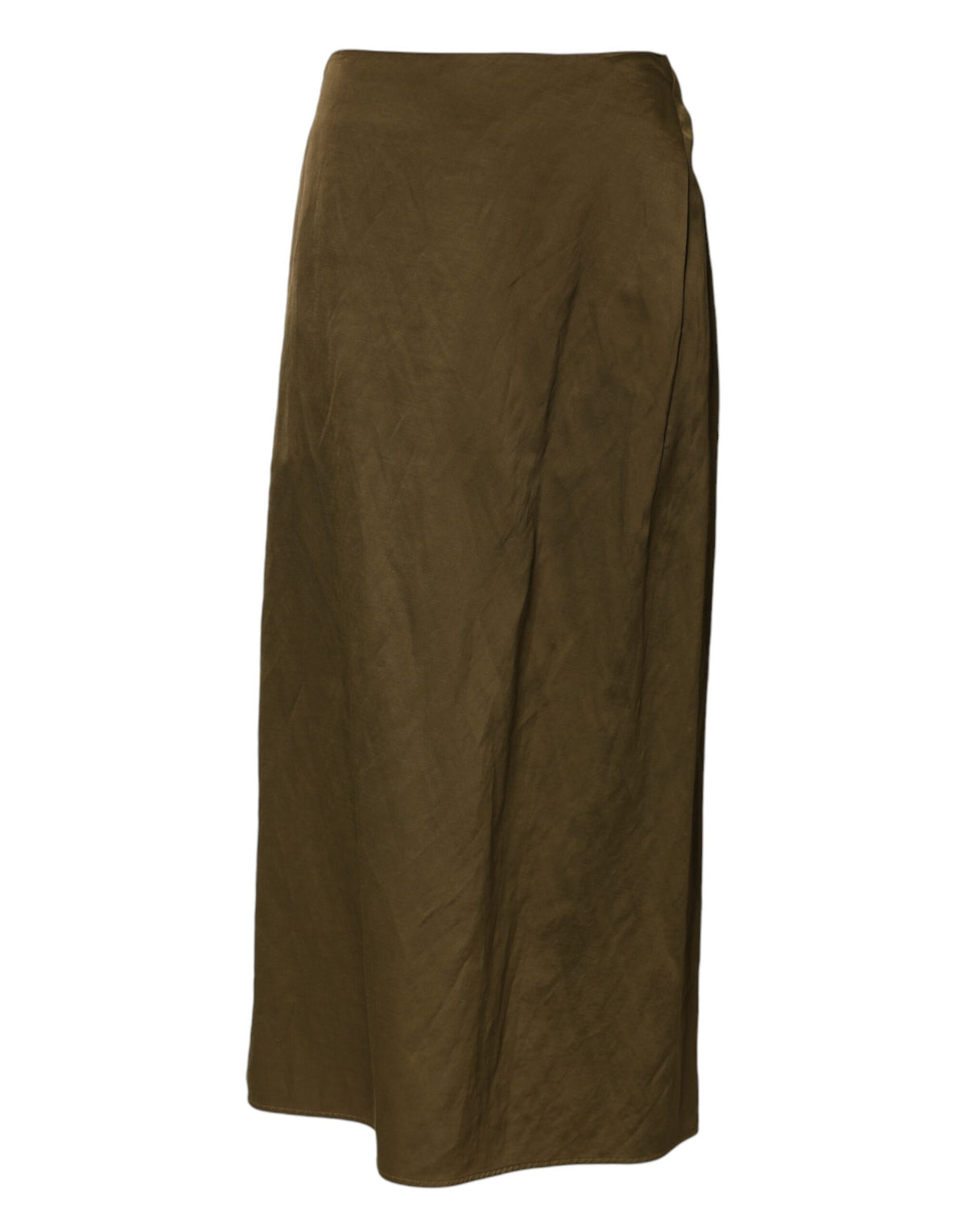 Jil Sander Olive Green Viscose A-line High Waist Midi Skirt