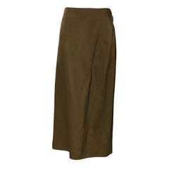 Jil Sander Olive Green Viscose A-line High Waist Midi Skirt