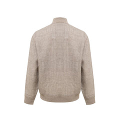 Gran Sasso Beige Linen Biker Jacket