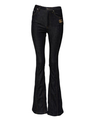 Dolce & Gabbana Black Cotton Mid Waist Bootcut Denim Jeans