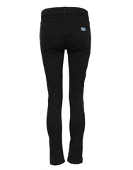 Dolce & Gabbana Black Cotton Logo Skinny Mid Waist Denim Jeans