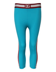 Dolce & Gabbana Blue Nylon Slim Fit Cropped Leggings Pants