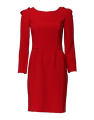 Armani Exchange Red Above Knee Long Sleeves Sheath Dress