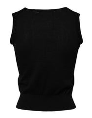 Dolce & Gabbana Black Cashmere Sleeveless Women Tank T-shirt