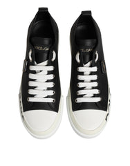 Dolce & Gabbana Black White Leather Low Top Sneakers Shoes