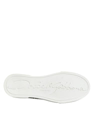 Dolce & Gabbana Black White Leather Low Top Sneakers Shoes