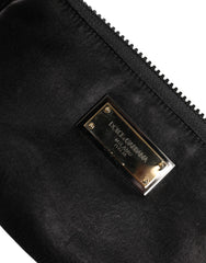 Dolce & Gabbana Black Nylon Logo Plaque Keyring Pouch Clutch Bag