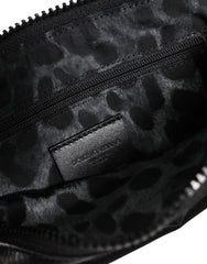 Dolce & Gabbana Black Nylon Logo Plaque Keyring Pouch Clutch Bag
