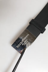Dolce & Gabbana Black Leather Classic Metal Logo Buckle Belt