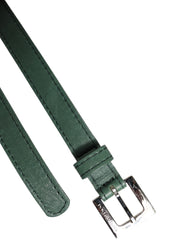Dolce & Gabbana Dark Green Leather Silver Metal Buckle Belt