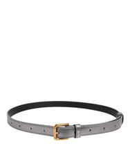 Dolce & Gabbana Silver Logo Engraved Metal Waist Buckle Belt