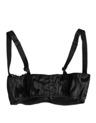 Dolce & Gabbana Black Silk Underwired Balconette Bra Underwear