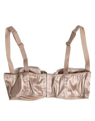 Dolce & Gabbana Biege Silk Underwired Balconette Bra Underwear
