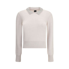 PINKO Rhinestone-decorated collar Sweater