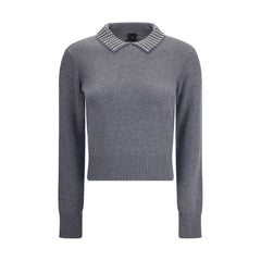 PINKO Rhinestone-decorated collar Sweater