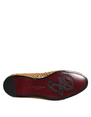 Dolce & Gabbana Brown Woven Raffia Slip On Loafers Shoes