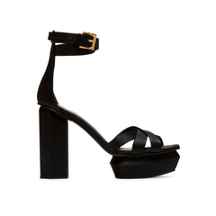 Balmain Black Silk Platform Sandals