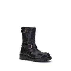 Dolce & Gabbana Black Calf Leather Bos Taurus Lace-Up Boots