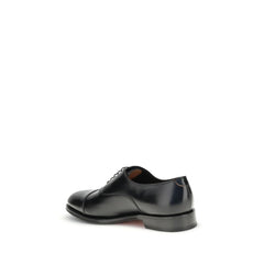 Santoni Black Calf Leather Bos Taurus Oxfords And Derbies