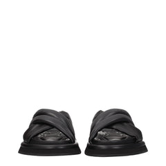 Dolce & Gabbana Black Leather Slippers