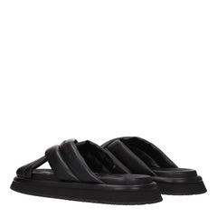 Dolce & Gabbana Black Leather Slippers