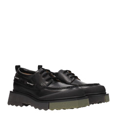 Off-White Black Leather Slip-On Loafers