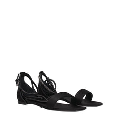 Max Mara Black Satin Flat Sandals