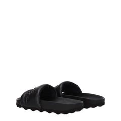 Off-White Black Leather Slippers