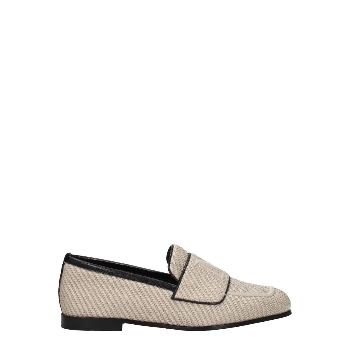 Max Mara Beige Fabric Slip-On Loafers