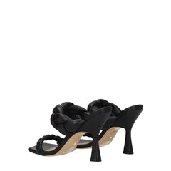 Stuart Weitzman Black Leather Stiletto Heel Sandals