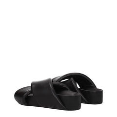 Jil Sander Black Leather Slippers