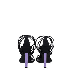 The Attico Black Fabric Stiletto Heel Sandals