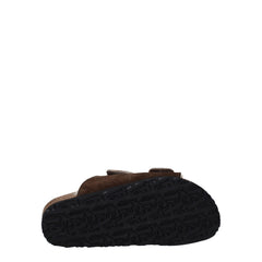 Palm Angels Brown Leather Slippers