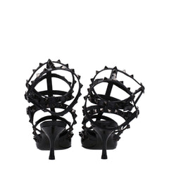 Valentino Garavani Black Leather Stiletto Heel Sandals