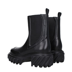 Off-White Black Leather Ankle Boots