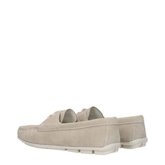 Prada Gray Leather Slip-On Loafers