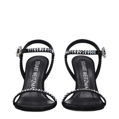 Stuart Weitzman Black Satin Stiletto Heel Sandals