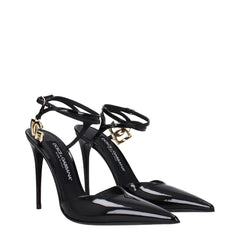 Dolce & Gabbana Black Leather Stiletto Heel Sandals