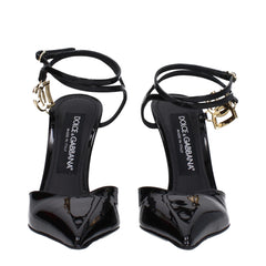 Dolce & Gabbana Black Leather Stiletto Heel Sandals