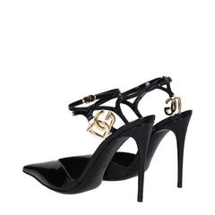 Dolce & Gabbana Black Leather Stiletto Heel Sandals