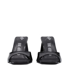 The Attico Black Leather Stiletto Heel Sandals