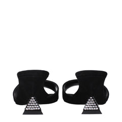 The Attico Black Leather Platform Sandals