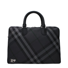 Burberry Gray Fabric Business And Laptop Bag